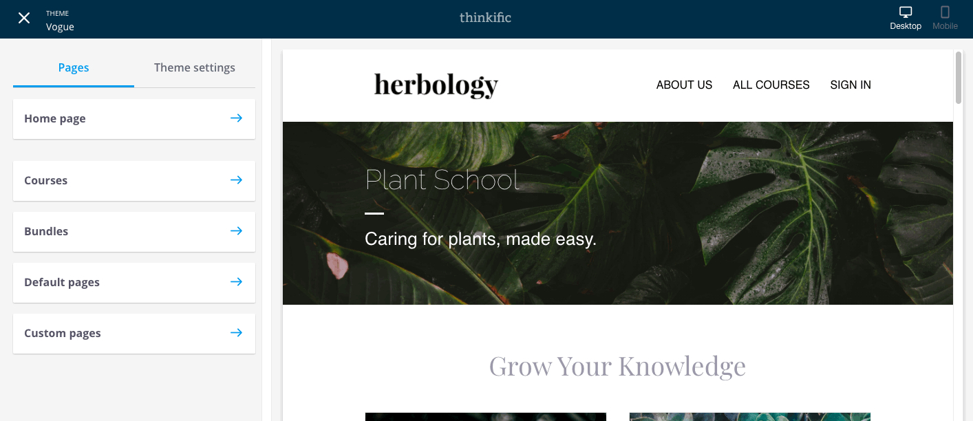 Example of Thinkific Page Editor Example of Thinkific Page Editor