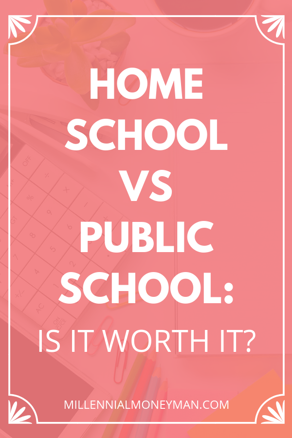 Click through to read one mom's thoughts on the financial and emotional costs of homeschool vs. public school. #kidsandmoney