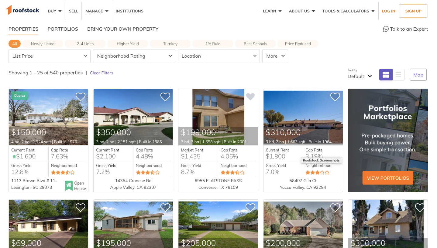 Roofstock property listings
