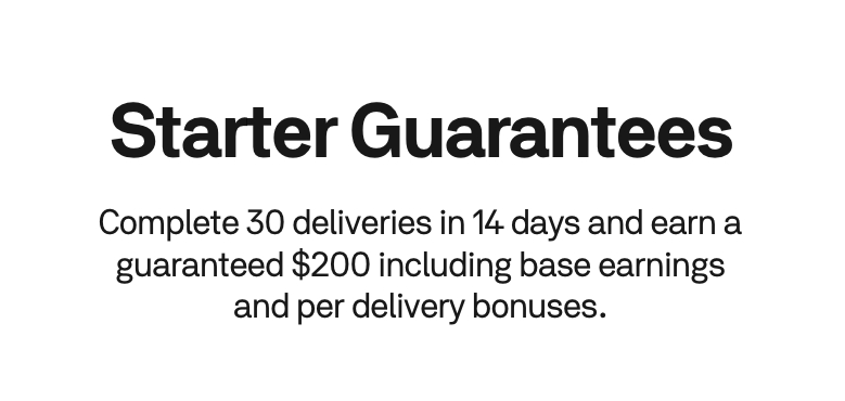 Example of Postmates Starter Guarantees