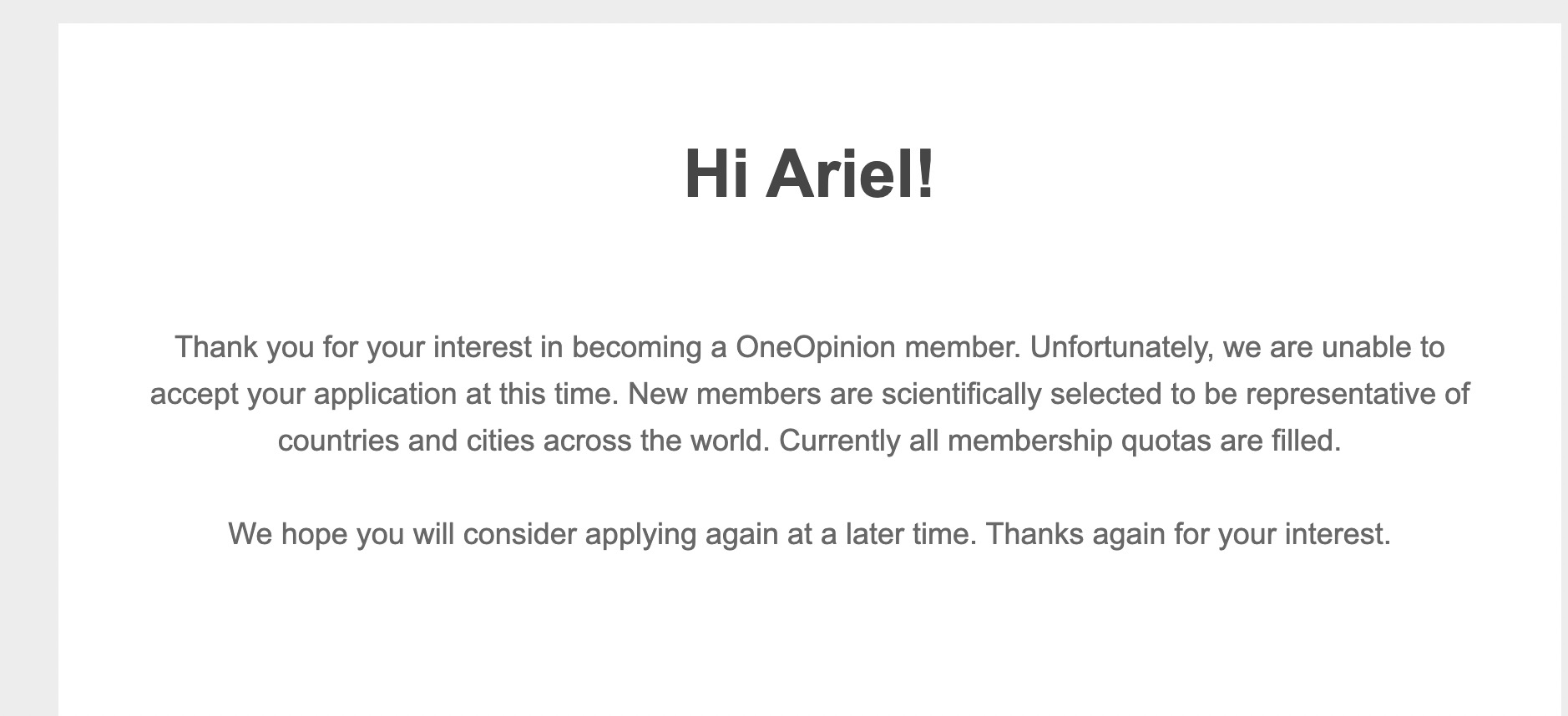 OneOpinion Sign Up
