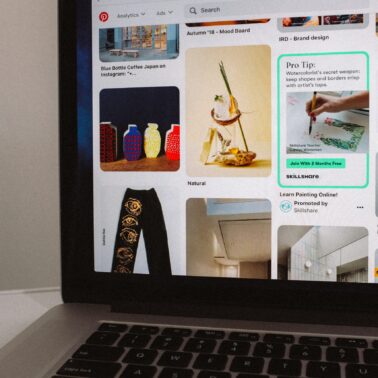 Macbook Air displaying Pinterest board