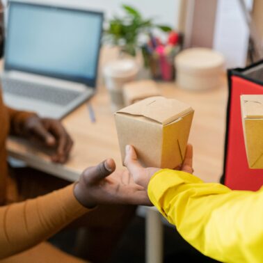 delivering food in an office