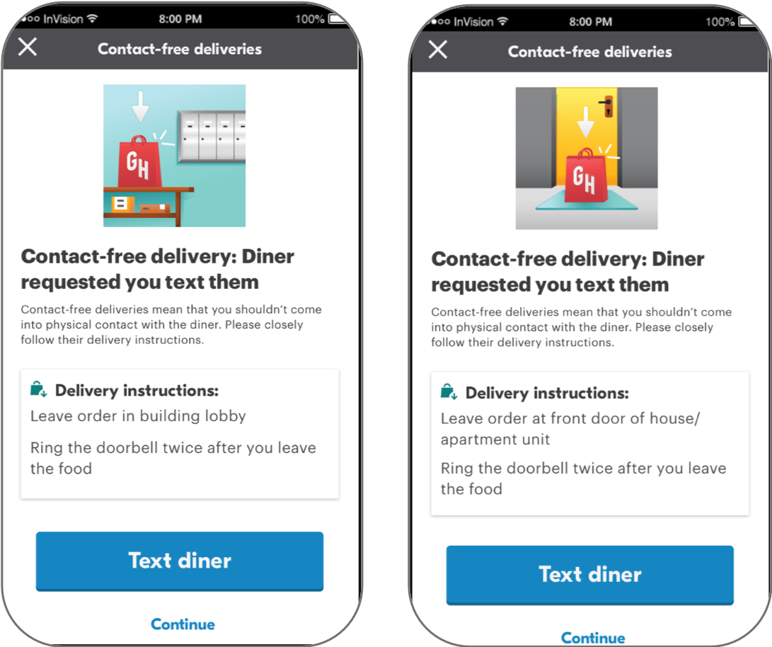 Grubhub Sample Delivery Instructions