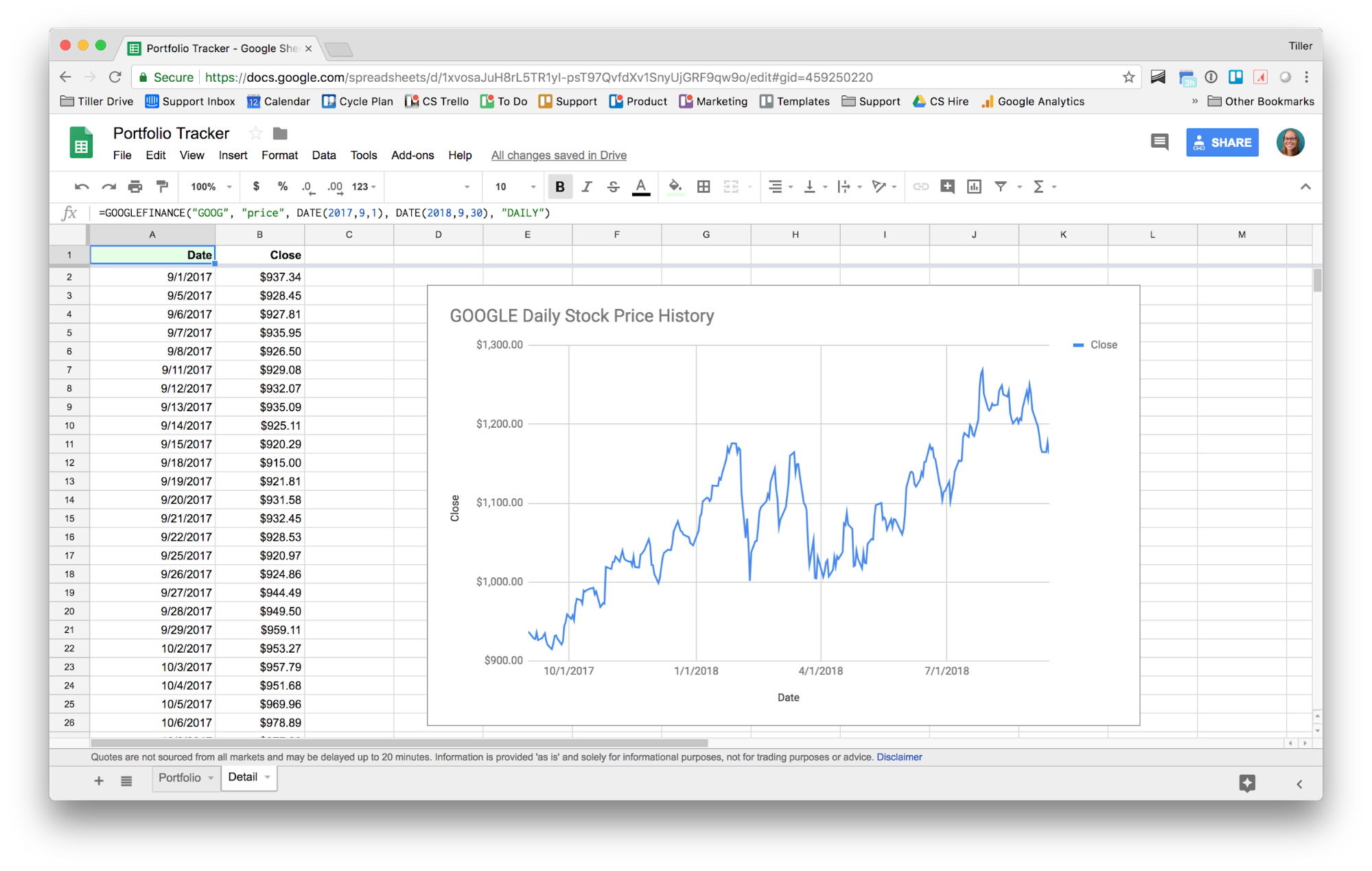 Tiller Portfolio Tracker Tiller Portfolio Tracker