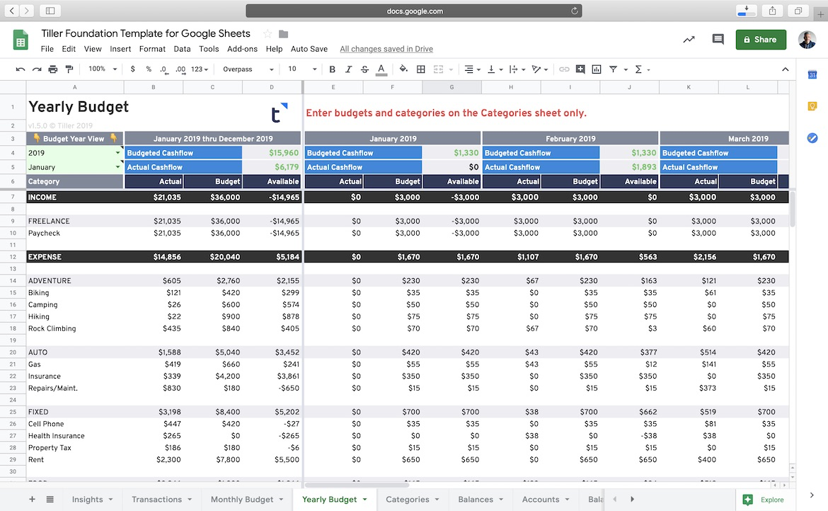 Tiller Foundation Template Automatic Categorization Tiller Foundation Template Automatic Categorization