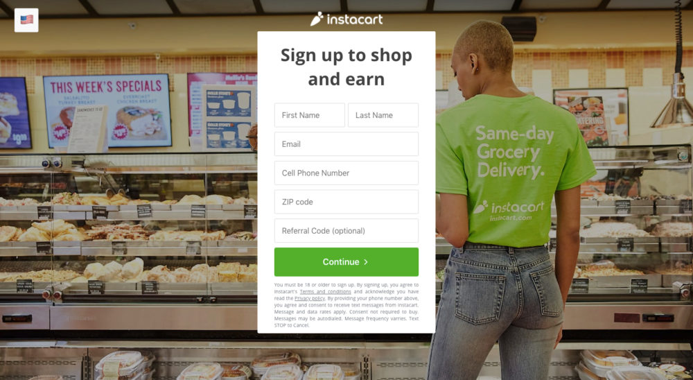 Instacart Signup Page