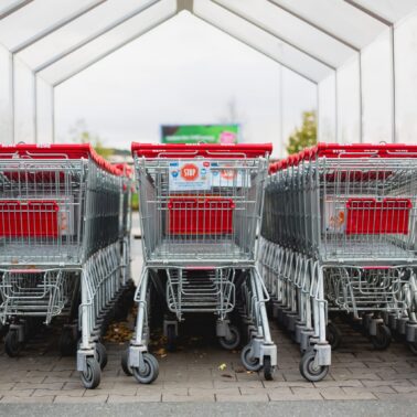 A stall full of grocery carts